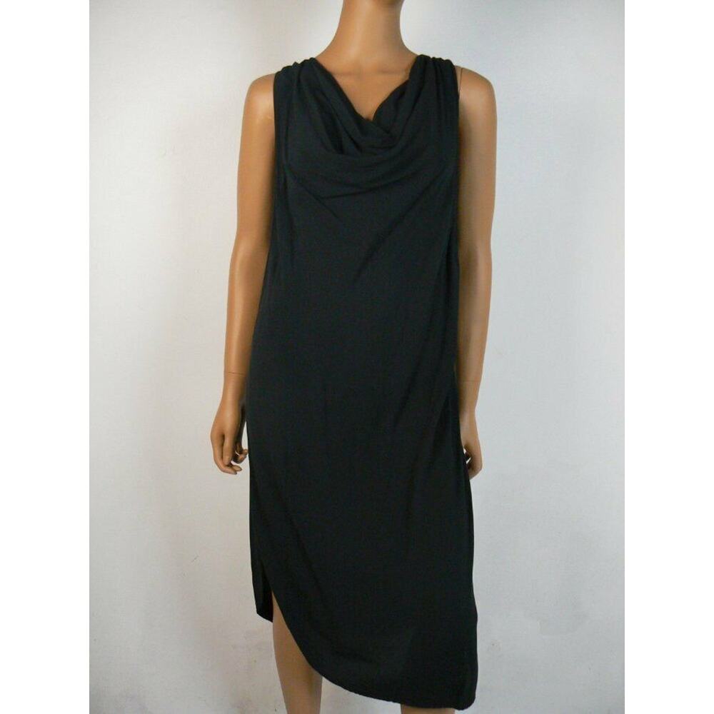 $158 Michael Stars Navy Blue Cowl Neck Keyhole Rounded Hem Shift Dress XS NEW - Picture 1 of 7